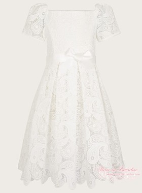 【国内现货】Monsoon 女童女白色蕾丝公主裙连衣裙礼服裙生日裙