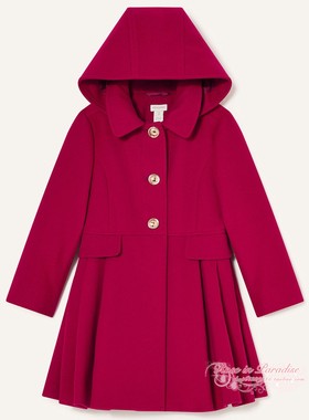 【国内现货】Monsoon 女童女孩圣诞新年红色翻领呢大衣