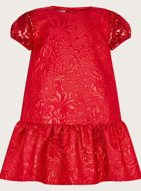 Monsoon 女童女孩粉红色短袖礼服裙连衣裙