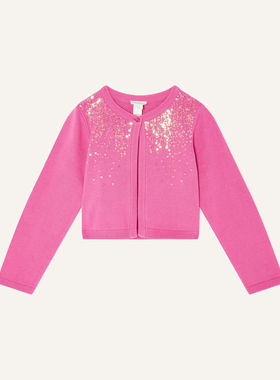 【国内现货】Monsoon 女童女孩白色粉色亮片针织外搭毛衣薄款