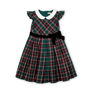 【国内现货】Hope & Henry 女童女孩短袖圣诞格子连衣裙