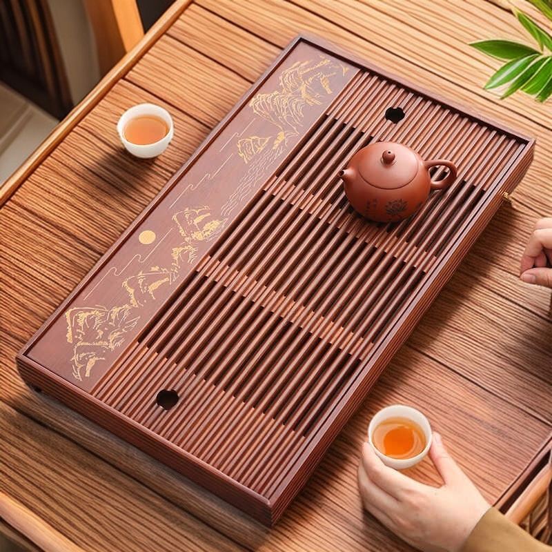 竹制长方形星空茶盘储排两用