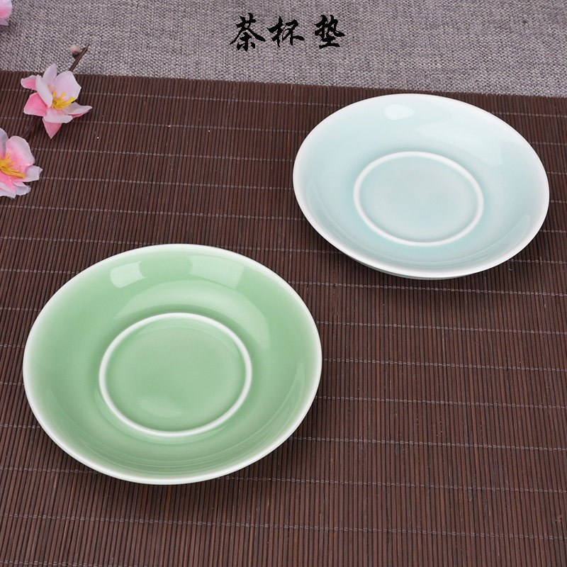 流转千年青瓷茶具配件茶托 创意陶瓷茶道零配 茶杯托杯垫餐具碟子