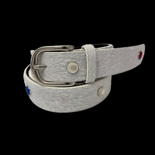 Papr25ss新款潮流宝石马毛真皮皮带金属做旧扣腰带百搭牛仔裤男女