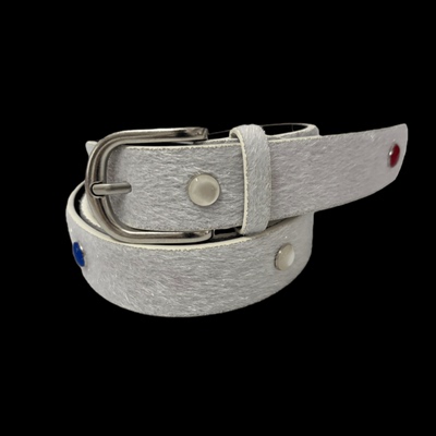 Papr25ss新款潮流宝石马毛真皮皮带金属做旧扣腰带百搭牛仔裤男女