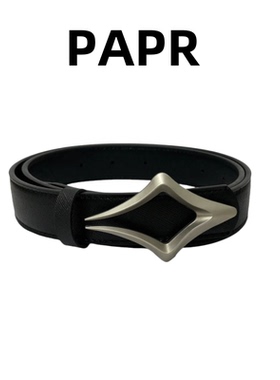PAPR原创美拉德方棱形皮带男女潮流设计感金属立体 logo腰带