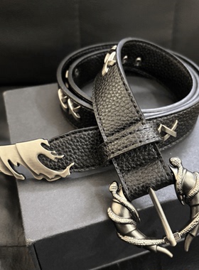 Papr小众设计艾尚凤眼烛头皮带2.8cm宽度头层牛皮腰带