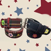 Papr牛仔布多巴胺多彩色花朵格纹腰带女新款 女孩穿搭美式 配裙皮带