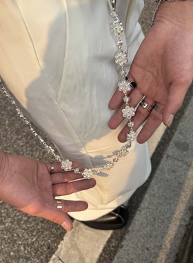 Papr纯手工拼接冷萃初夏闪银cleanfit彩色宝石珠裤链