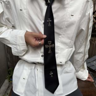 Papr原创十字架领带免打结朋克风小众设计高级感衬衫领结拉链式