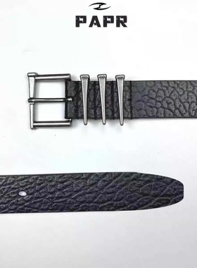 Papr现货【钉子腰带】意大利进口头层牛皮 复古做旧钉扣皮带 耐用