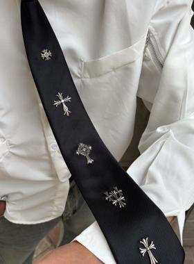 Papr原创设计感黑暗朋克风十字架领带男女高级感装饰配饰衬衫领结