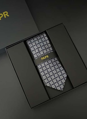 Papr高档格子男士休闲商务手打领带正装结婚新郎领带礼盒装
