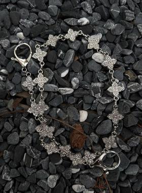 Papr原创「纯手工现货」闪银宽四叶草cleanfit银宝石裤链