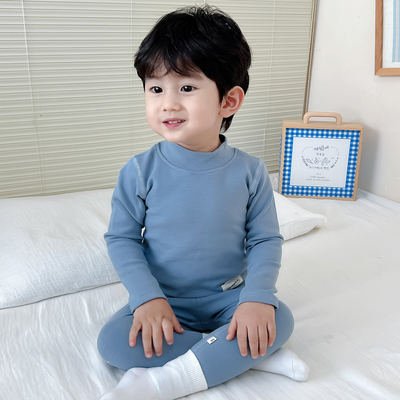 儿童半高领秋衣秋裤纯棉打底套装