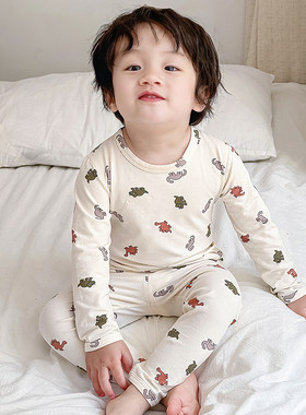 儿童家居服春秋打底套装弹力薄款