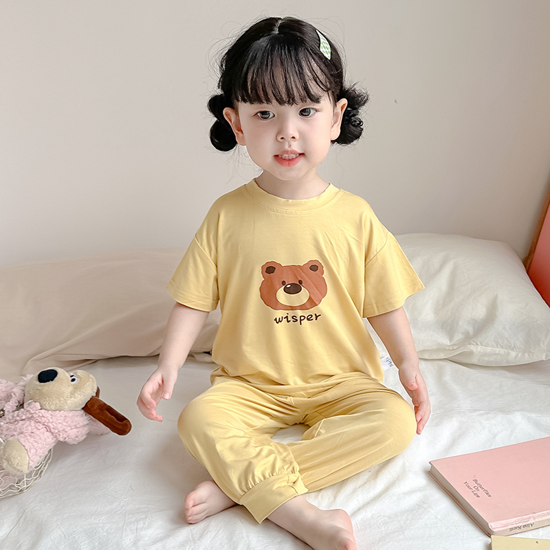 儿童冰丝短袖长裤家居服轻薄套装
