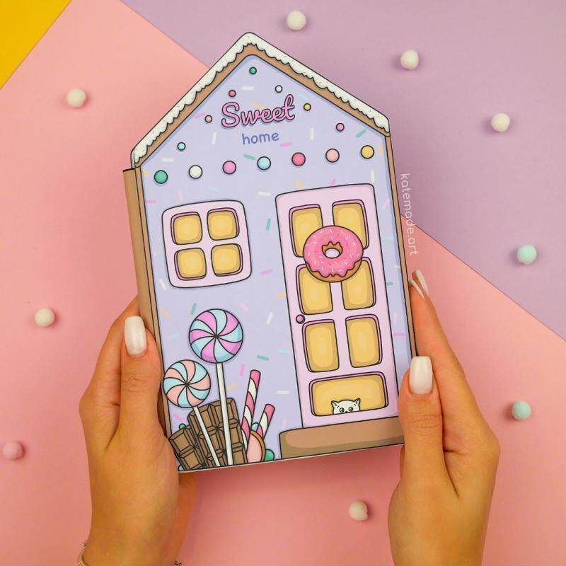 DIY PAPER ART MATERIAL PRINTING SWEET CANDY HOUSE 13 SHEETS UNFINISHED QUIET BOOK POP-UP BOOK PRODUCTION