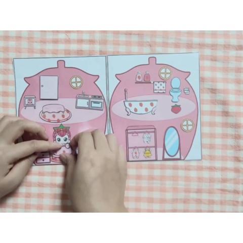 CUTE CUTE STRAWBERRY COTTAGE WONDERFUL DRESS UP DOLL DIY HANDMADE DECOMPRESSION QUIET BOOK GIRL TOY BOOK HANDMADE