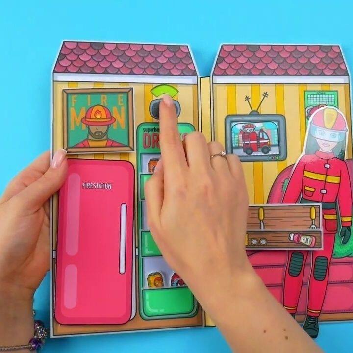 FIRE THEME DOLL HOUSE HANDMADE DIY MATERIAL FUN TOY GAME ROLE-PLAYING BOARD GAME QUIET BOOK