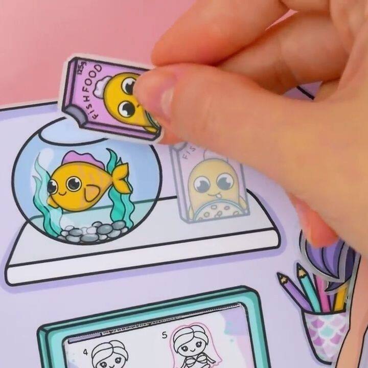 MERMAID HOUSE DRESS UP DOLL FUN DECOMPRESSION DIY HAND CUT HOMEMADE GIRL TOY GAME QUIET BOOK