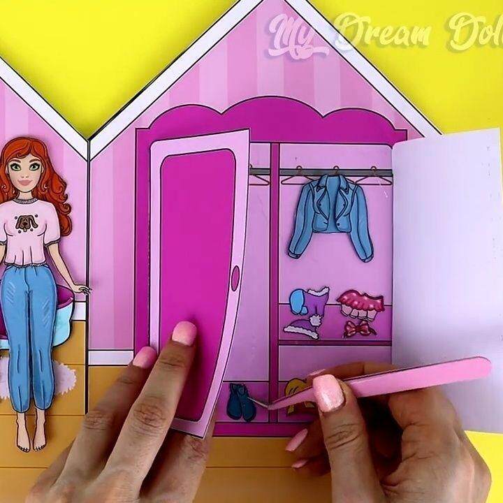 DARK PINK DRESS UP DOLL HOUSE | DIY HANDMADE DECOMPRESSION PUZZLE QUIET BOOK PARENT-CHILD INTERACTIVE GIRL TOY BOOK