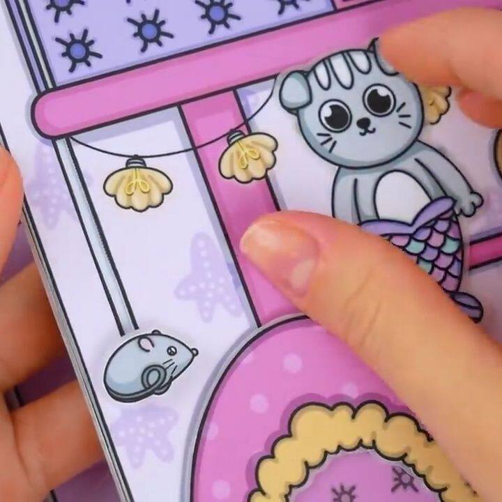 MERMAID HOUSE DRESS UP DOLL FUN DECOMPRESSION DIY HAND CUT HOMEMADE GIRL TOY GAME QUIET BOOK