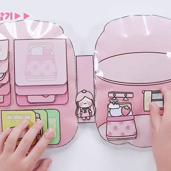 STRAWBERRY JUICE PINCH MUSIC HANDMADE DIY FUN DECOMPRESSION GIRL TOY QUIET BOOK 4 CUTE PINK FRUIT
