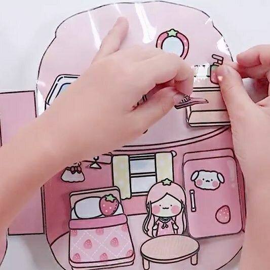 STRAWBERRY JUICE PINCH MUSIC HANDMADE DIY FUN DECOMPRESSION GIRL TOY QUIET BOOK 4 CUTE PINK FRUIT