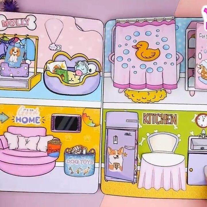 DIY HANDMADE MATERIAL PACKAGE | PUPPYS HOME | QUIET BOOK GAME BOOK MATERIAL TOY GIRL NET RED PAPER DOLL