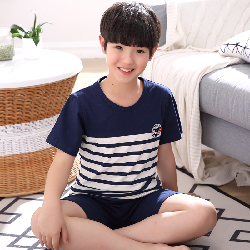 15岁儿童睡衣纯棉夏天13男童16短袖韩版家居服12男孩18中大童套装