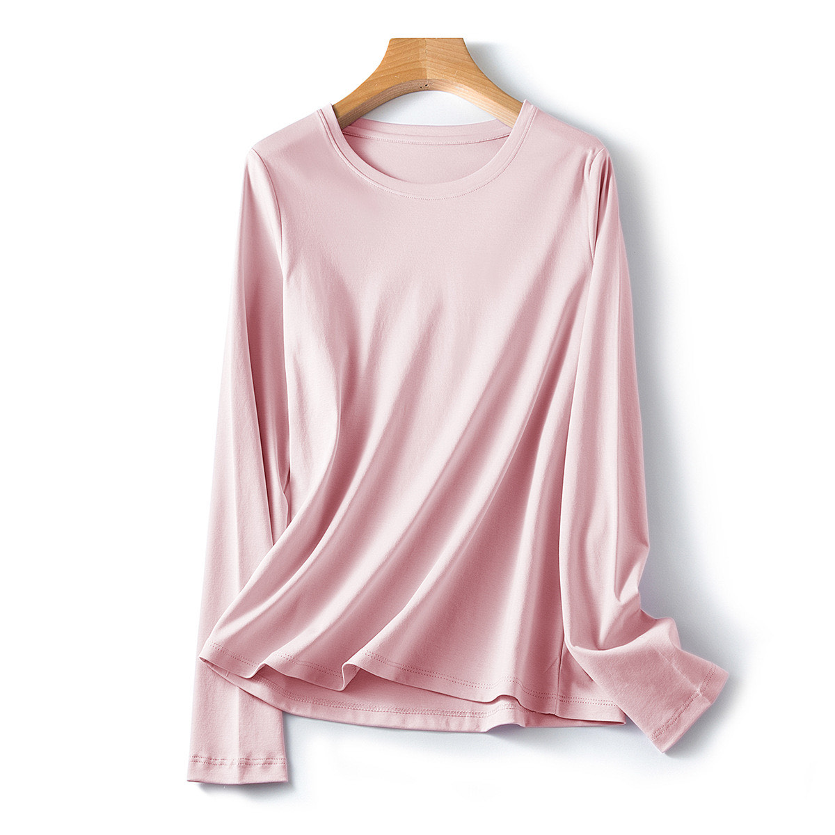 80S高支高密双面丝光棉长袖t恤女