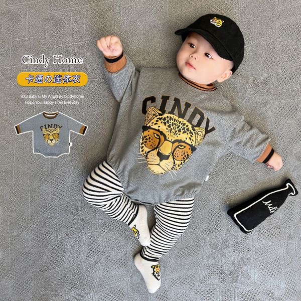 卡通虎宝宝哈衣三角爬服