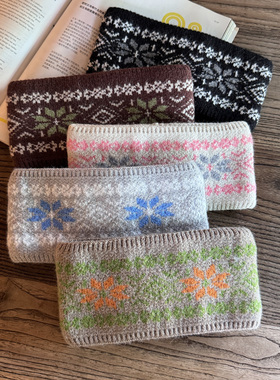 网红同款黑色针织毛线发带女秋冬保暖护脑门头巾头套2025新款发箍