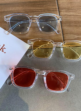 2021新款网红透明框墨镜女韩版潮复古原宿风个性方框街拍太阳镜男