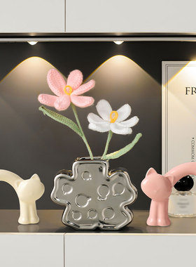 北欧花瓶摆件高级感客厅酒柜电视柜猫咪装饰品现代艺术工艺品礼物