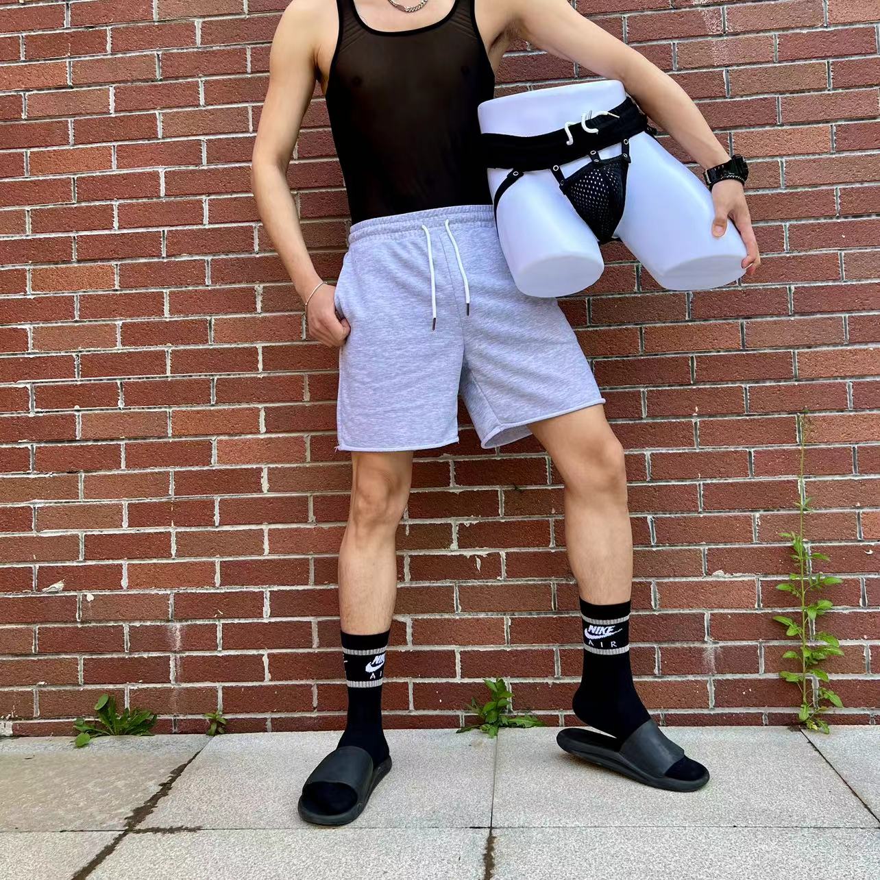 穿搭直筒卷边2055D短裤青叔双丁