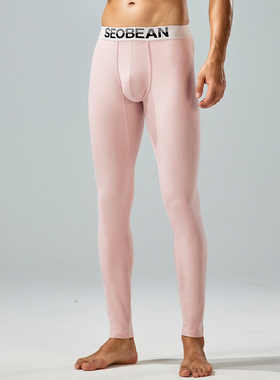 青叔240401男士修身保暖秋裤棉氨中腰收口裤防风抗寒贴身打底线裤