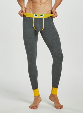 青叔220401男士秋裤U凸个性男式打底裤舒适棉质薄款男士保暖裤