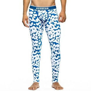 超薄保暖裤 青叔紧身薄款 印花内穿打底2023冬季 男潮流修身 秋裤