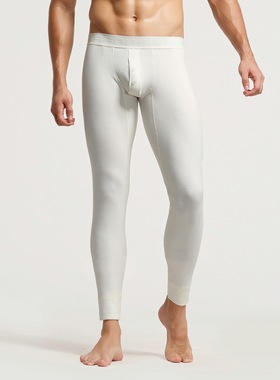 青叔00401零下5度到10度 时尚加绒修身秋裤U凸男式打底保暖秋裤