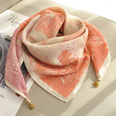 高级感时尚 棉麻磁吸扣小方巾丝巾女2025新款 围巾系脖护颈短款 洋气