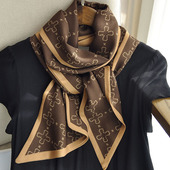 双层护颈百搭 春秋新款 咖色丝巾女小长条围巾2025新款 今年流行爆款