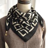 磁吸扣护颈磁吸扣方巾小丝巾女2025年新款 小围巾春秋护脖子小领巾