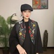 明星金靖同款 棉麻小丝巾方巾女黑色小围巾女春秋百搭复古印花披肩