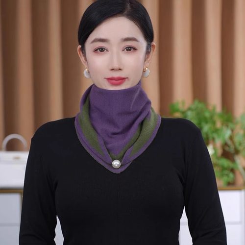 珍珠扣磁吸扣三角巾小围巾女百搭