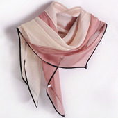 百搭文艺小围巾护颈拼接双色潮 春夏薄款 小方巾丝巾女2025新款 韩版