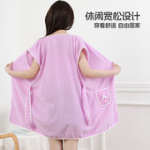 珊瑚绒时尚 浴裙吸水柔软不掉毛防走光系带贴心口袋宽松菠萝格浴袍