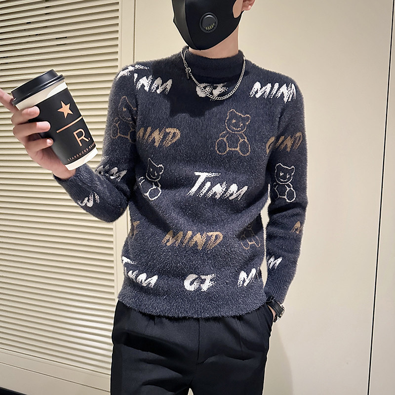 白首Y15-P78控108抖音直播秋冬百搭字母毛衣男流行针织衫社会小伙,男装针织衫/毛衣,星座309B(原A339-1)