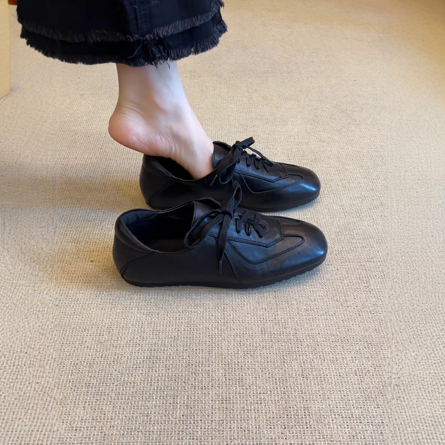 羊皮版~2026新款复古风方头系带德训鞋女款平底休闲运动鞋阿甘鞋,女鞋,时尚休闲鞋,淘宝优惠券,粉丝福利购,淘宝优惠卷